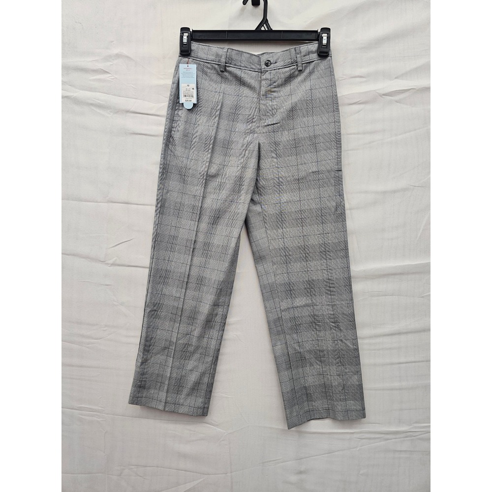 Cat & Jack Boys Gray Plaid Dress Pants Size 12 NWT Glen Check Trousers
